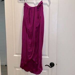 Raspberry Silk Wrap Maxi Skirt